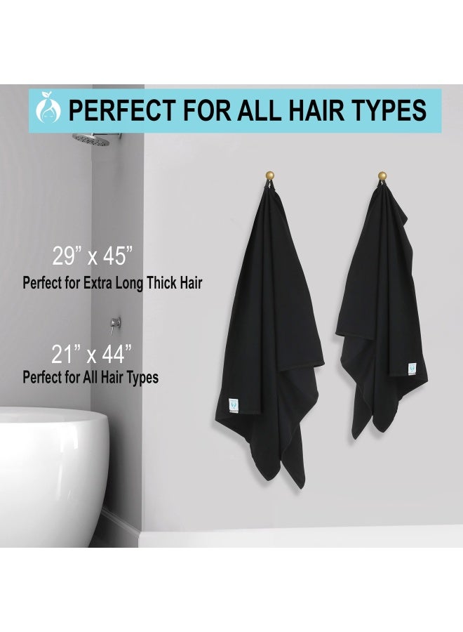 50Cm X 110Cm  Black  - Hair Repear Ultimate Hair Towel For Long Hair - Anti Frizz Premium Cotton Product To Enhance Healthy Natural Hair Perfect For Plopping Wrapping Scrunching Straight Wavy Or ...