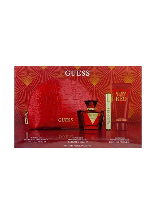 Guess Red Women Set Edt 75Ml + 15Ml Travel Spray + 100Ml Bl + Pouch