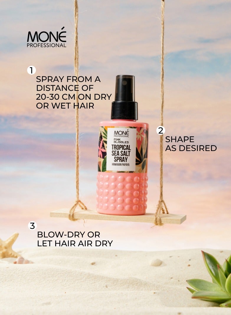 TROPICAL SEA SALT SPRAY - texturizing sea salt spray with hawaiian papaya extract for creating surf curls, quick styling, buns, tool-compatible, adds natural volume and flexible hold while enhancing curl shape, papaya extract provides conditioning and eliminates unwanted frizz, 150ml