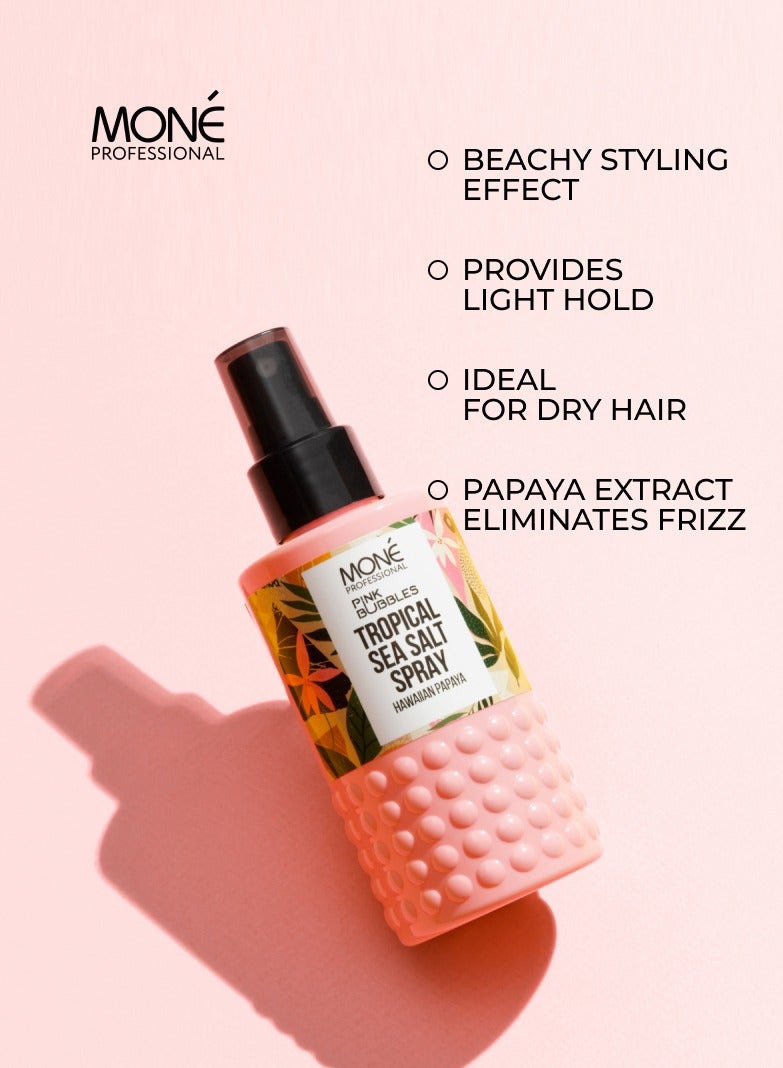 TROPICAL SEA SALT SPRAY - texturizing sea salt spray with hawaiian papaya extract for creating surf curls, quick styling, buns, tool-compatible, adds natural volume and flexible hold while enhancing curl shape, papaya extract provides conditioning and eliminates unwanted frizz, 150ml