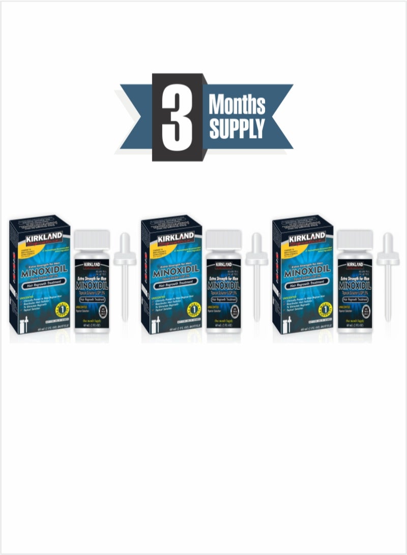 Minoxidil Hair Growth Solution USP 5%: Proven Solution for Men Pack of 3