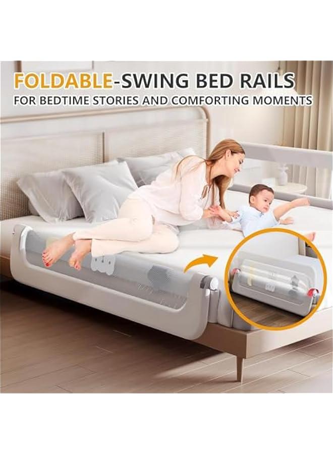 Toddler Bed Rails for Crib, Foldable Bed Rail for Toddlers, Portable Baby Bed Rails Guard Bumper for Baby Kids, Safe Bed Side Rail for Twin, Queen, King, Full Size Beds