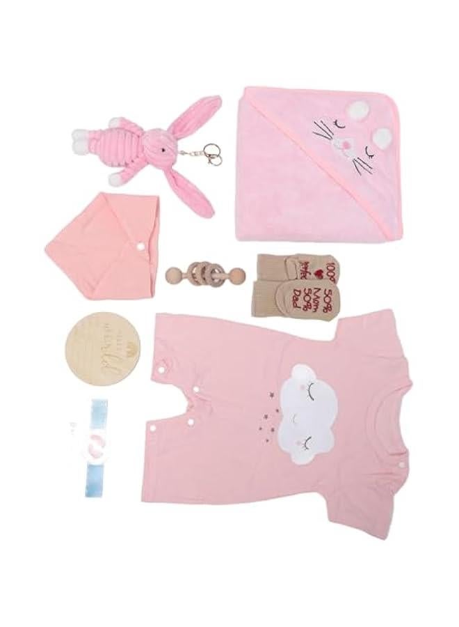 Baby Gift Basket, Wooden Rattle Bath Towel, Baby Gift Set, Funny Bibs, Convenient Greeting Card ()