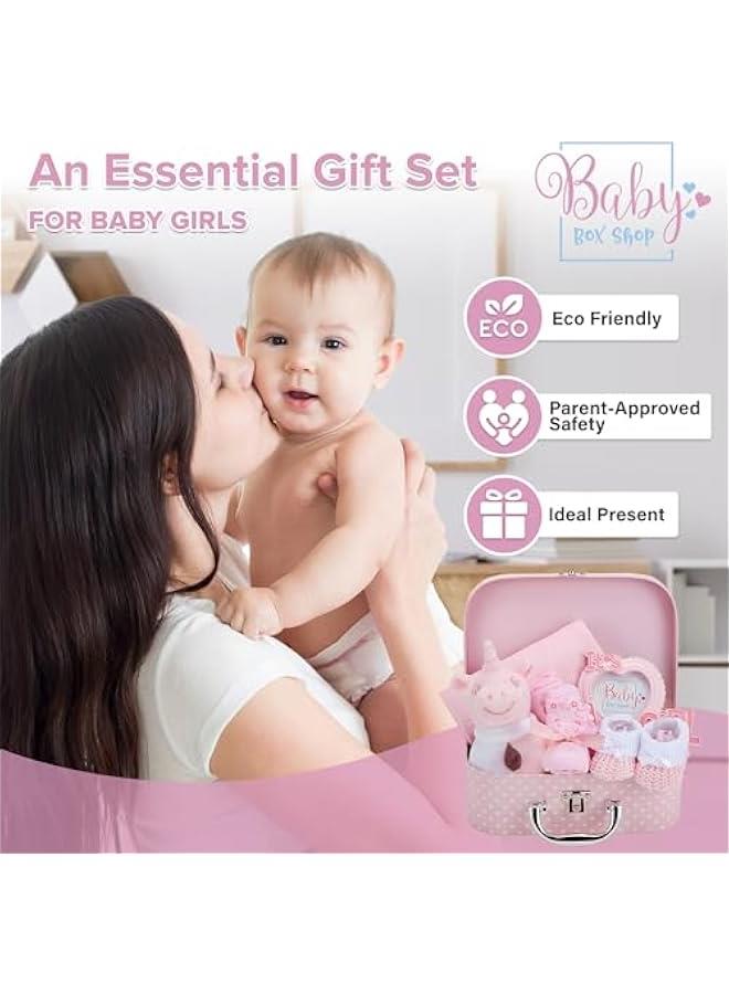 New Baby Girl Gifts - Includes 7 Newborn Girl Essentials for Newborn Baby Girl, Ideal Baby Shower Gifts for Girls Newborn and Christenings - Baby Girl Newborn Essentials Gift Basket