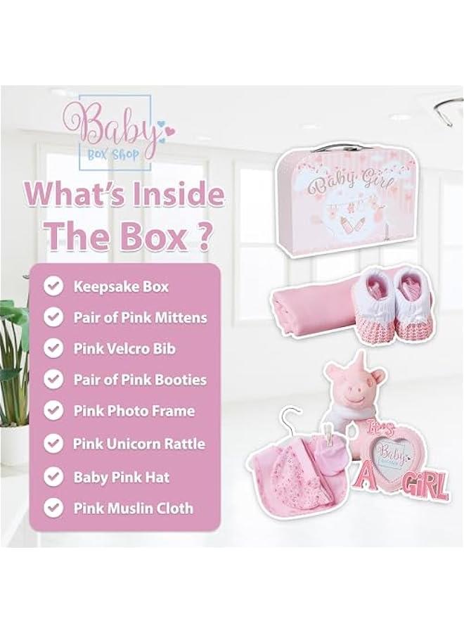 New Baby Girl Gifts - Includes 7 Newborn Girl Essentials for Newborn Baby Girl, Ideal Baby Shower Gifts for Girls Newborn and Christenings - Baby Girl Newborn Essentials Gift Basket