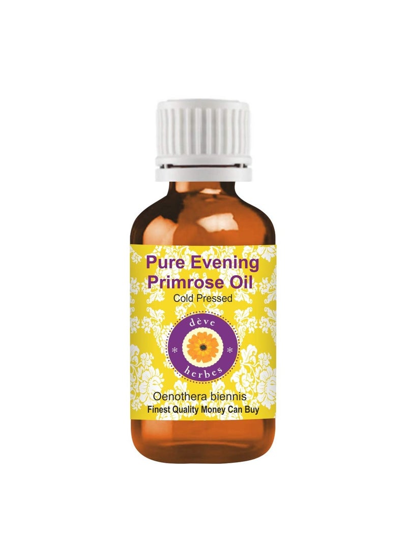 Deve Herbes Pure Evening Primrose Oil (Oenothera biennis) Natural Therapeutic Grade Cold Pressed for Personal Care of Skin 30ml