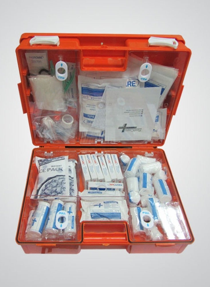 First Aid Kit ABS Heavy Duty Plastic With Wall Mounted Bracket Can Be Use For 100 People Work Space For Car Small Office Warehouse First Aid Box