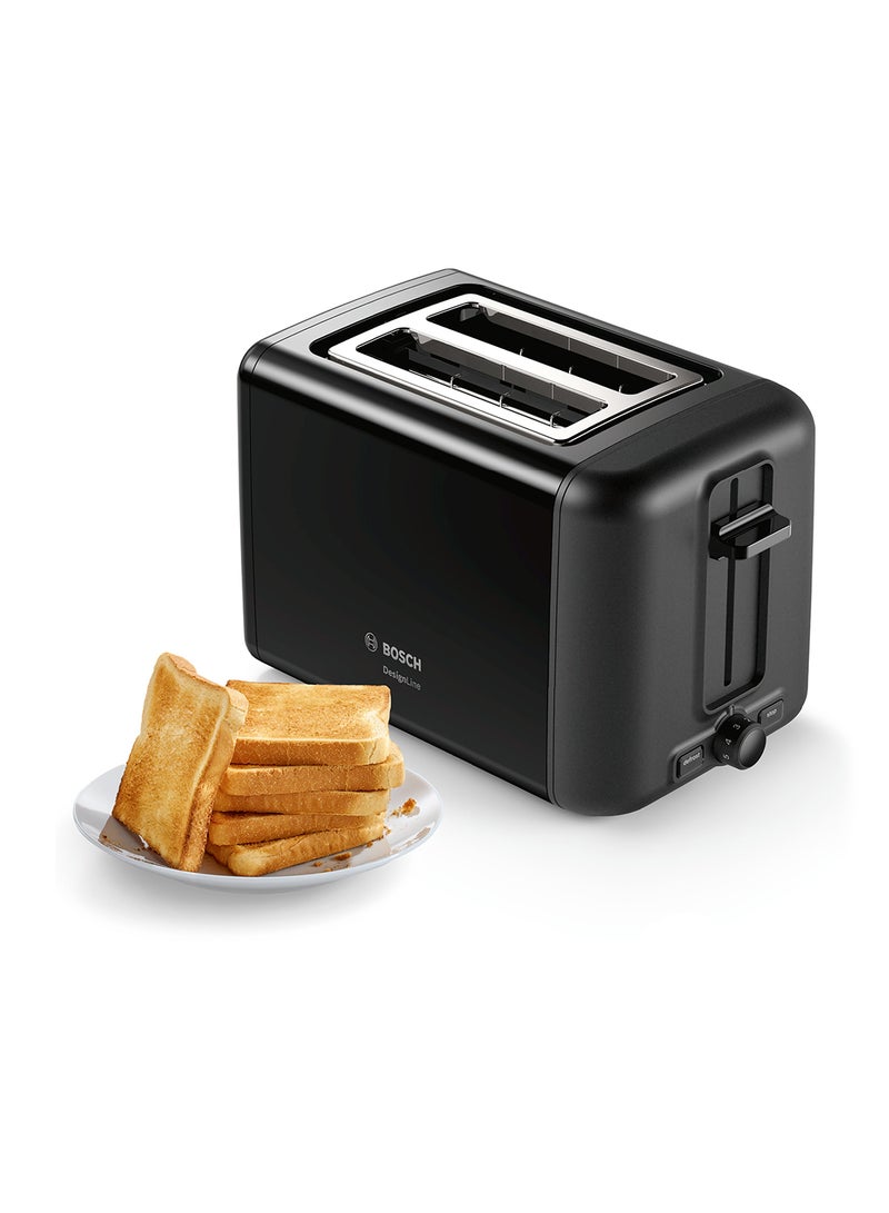 DesignLine Stainless Steel Toaster, Two Slice 970 W TAT3P423GB Black