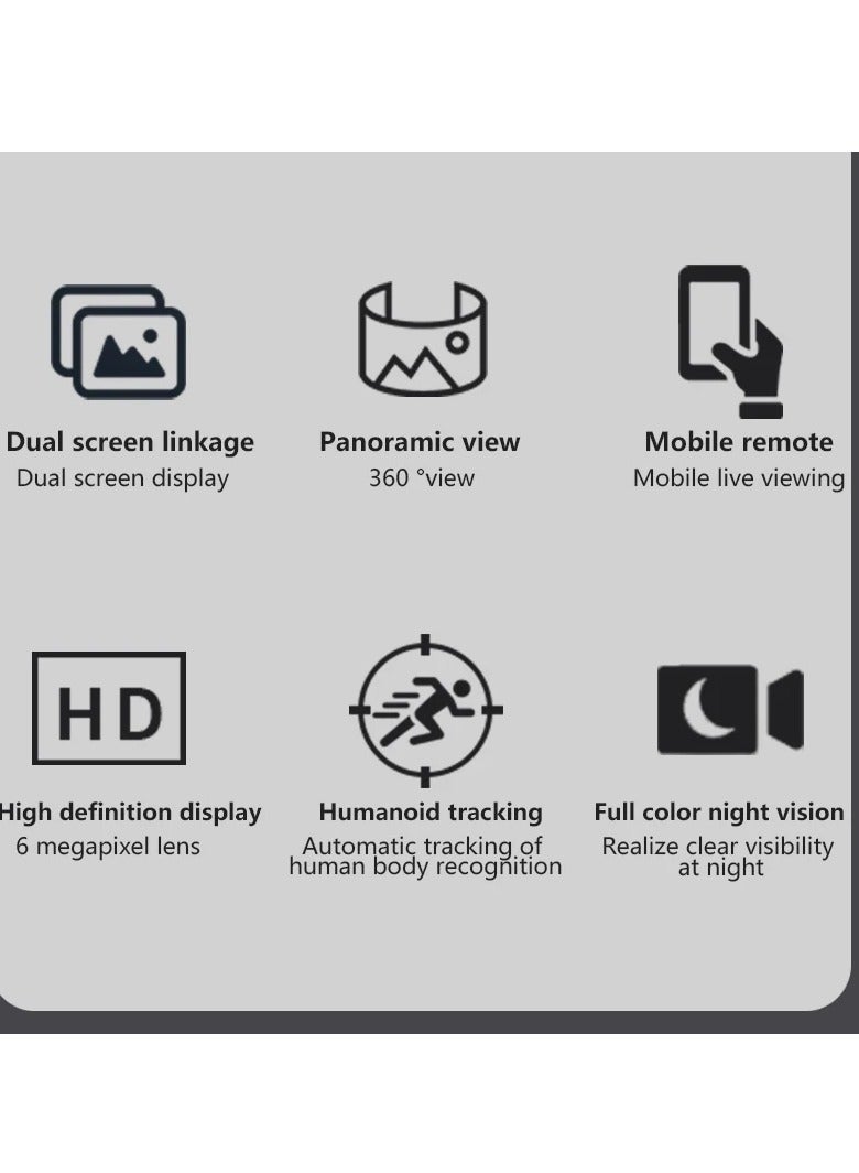 Home outdoor AI intelligent wifi, binocular 10x zoom, 6MP high-definition night vision, mobile phone remote monitoring, dual cam