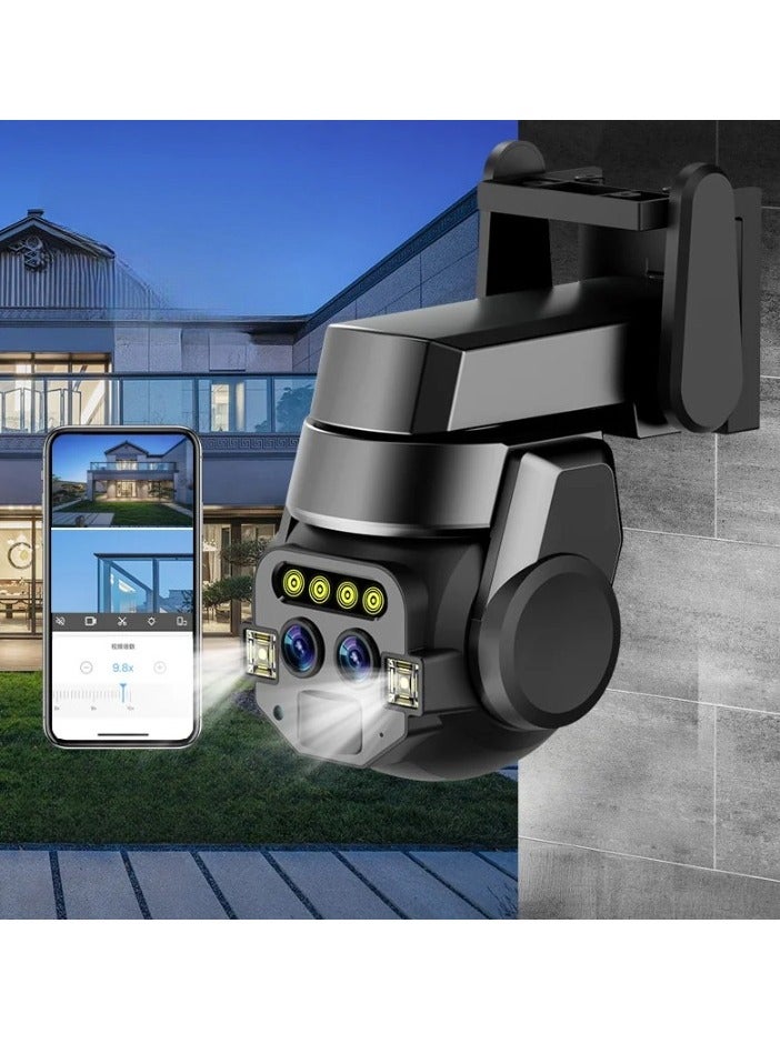 Home outdoor AI intelligent wifi, binocular 10x zoom, 6MP high-definition night vision, mobile phone remote monitoring, dual cam