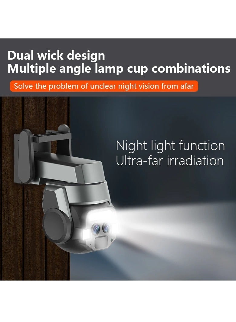 Home outdoor AI intelligent wifi, binocular 10x zoom, 6MP high-definition night vision, mobile phone remote monitoring, dual cam
