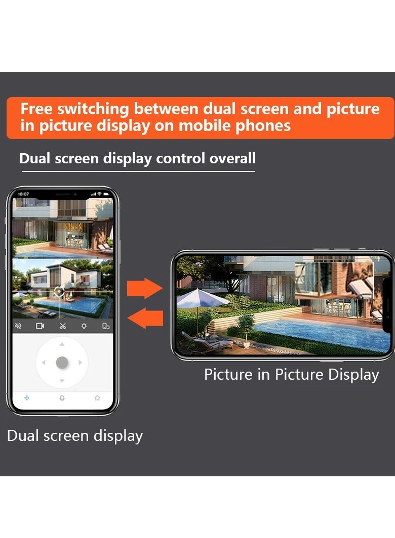 Home outdoor AI intelligent wifi, binocular 10x zoom, 6MP high-definition night vision, mobile phone remote monitoring, dual cam
