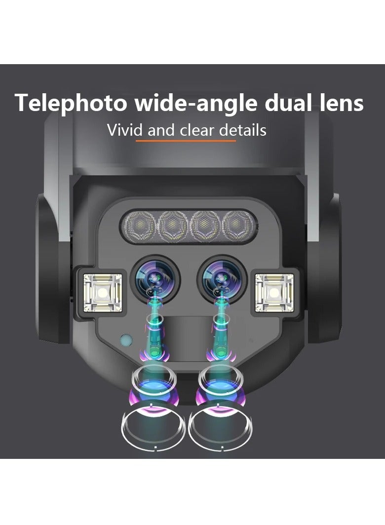 Home outdoor AI intelligent wifi, binocular 10x zoom, 6MP high-definition night vision, mobile phone remote monitoring, dual cam