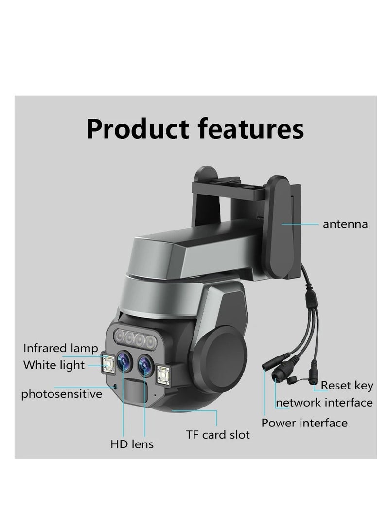 Home outdoor AI intelligent wifi, binocular 10x zoom, 6MP high-definition night vision, mobile phone remote monitoring, dual cam