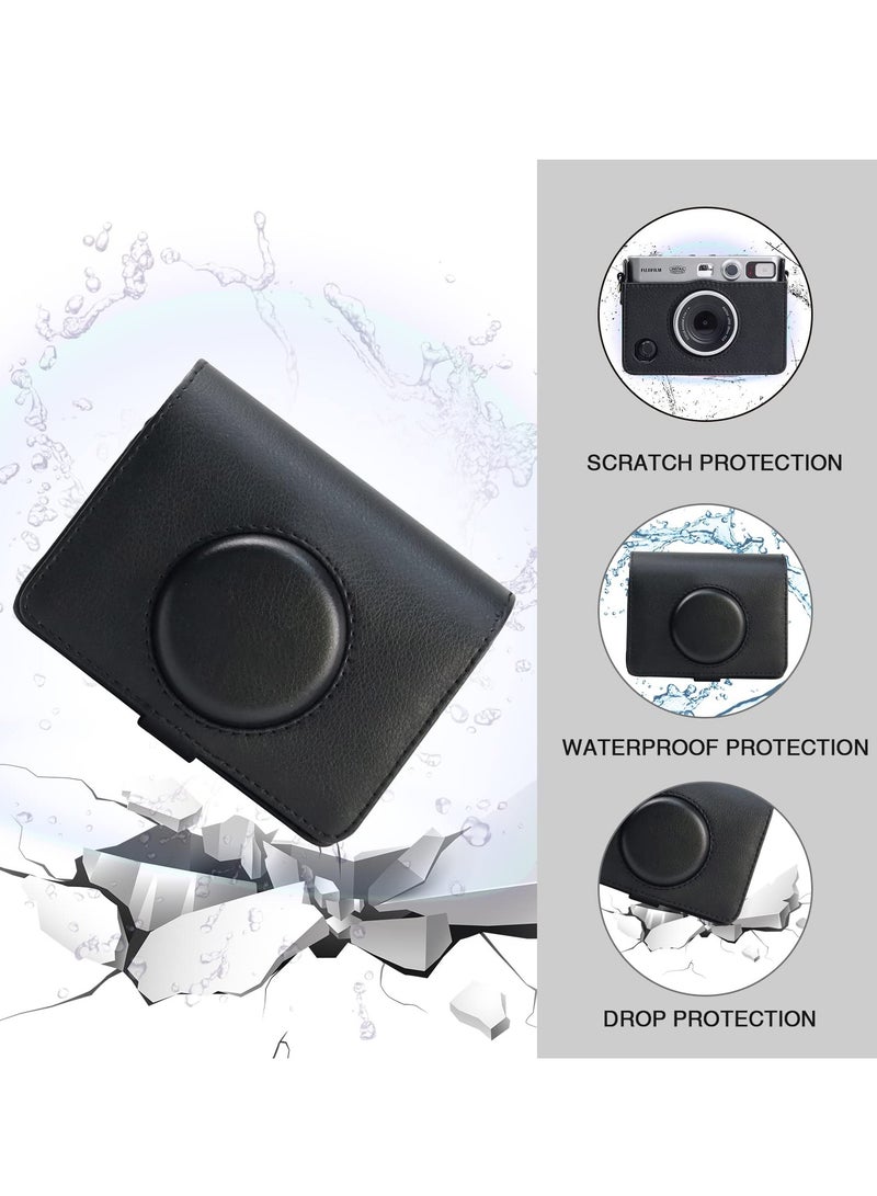 Fuji Mini EVO Camera Case - Compatible with Fuji Mini EVO, Adjustable Shoulder Strap, Black Lychee Texture, Horizontal Style for Ultimate Protection and Style.