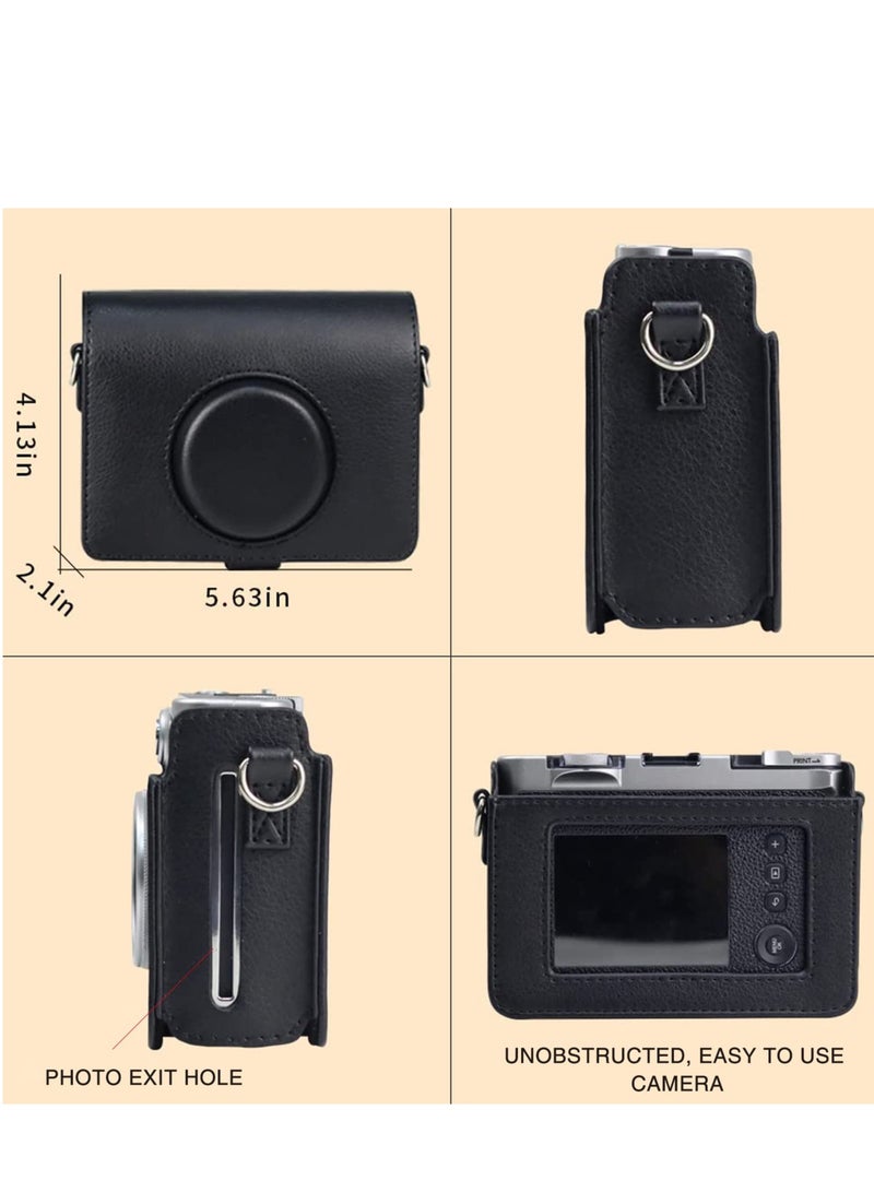 Fuji Mini EVO Camera Case - Compatible with Fuji Mini EVO, Adjustable Shoulder Strap, Black Lychee Texture, Horizontal Style for Ultimate Protection and Style.