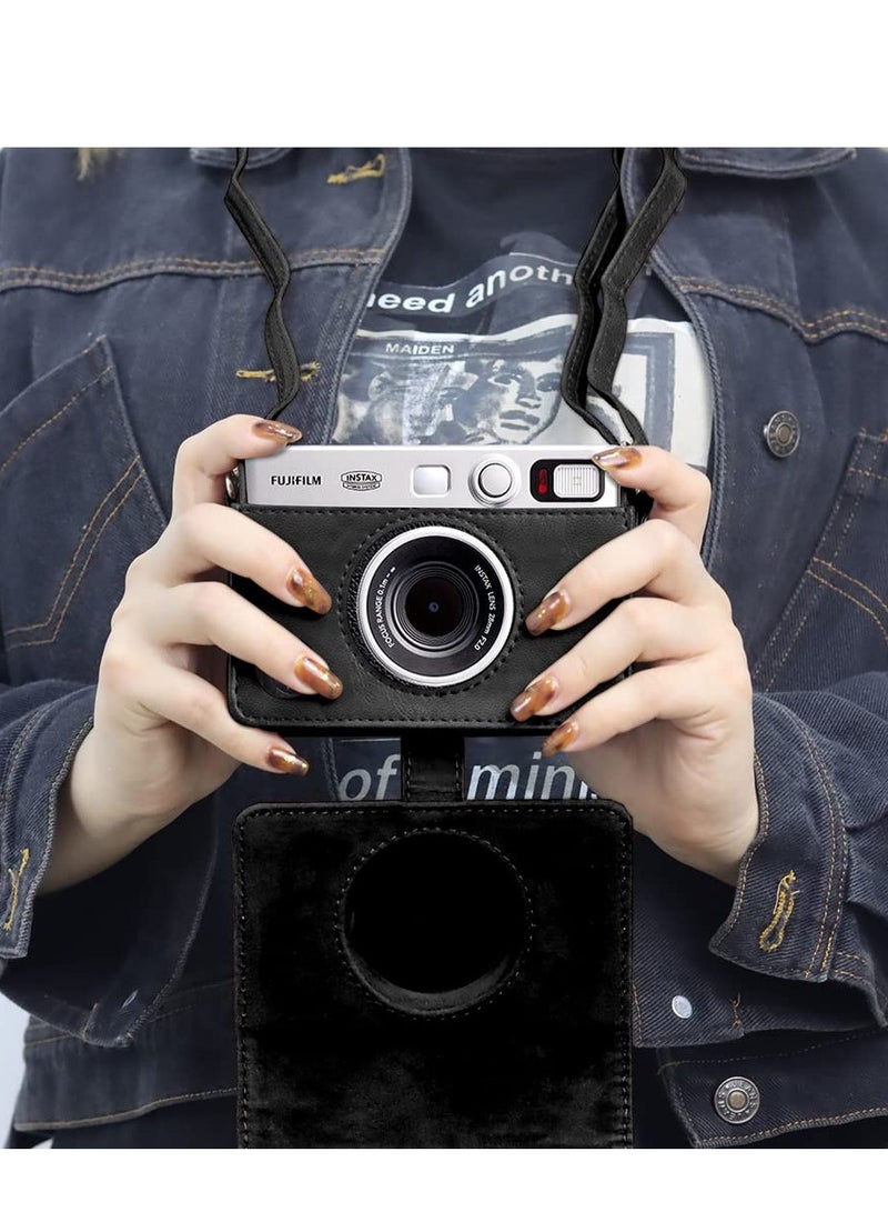 Fuji Mini EVO Camera Case - Compatible with Fuji Mini EVO, Adjustable Shoulder Strap, Black Lychee Texture, Horizontal Style for Ultimate Protection and Style.