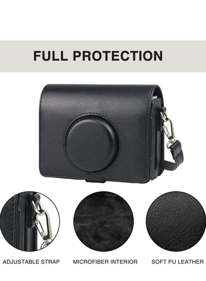 Fuji Mini EVO Camera Case - Compatible with Fuji Mini EVO, Adjustable Shoulder Strap, Black Lychee Texture, Horizontal Style for Ultimate Protection and Style.