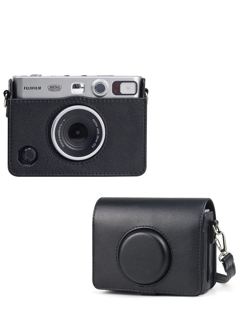 Fuji Mini EVO Camera Case - Compatible with Fuji Mini EVO, Adjustable Shoulder Strap, Black Lychee Texture, Horizontal Style for Ultimate Protection and Style.