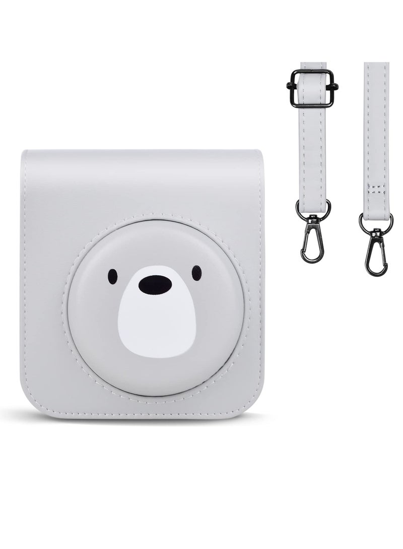 PU Leather Protective Case for Fujifilm Instax Mini 12/Polaroid Mini 12 Instant Camera, Removable Design with Adjustable Shoulder Strap for Easy Carrying and Protection.