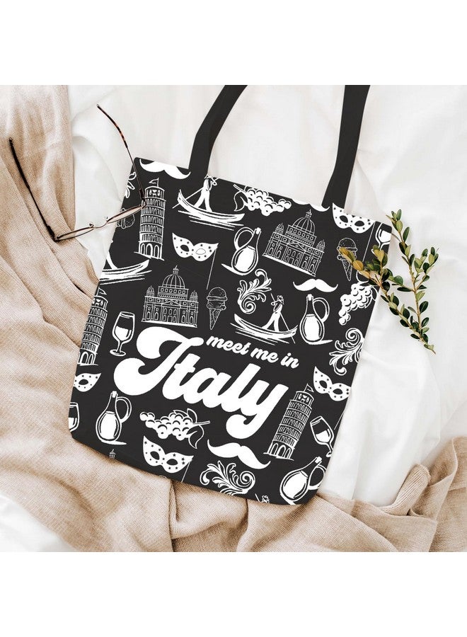 Italian Gift Italy Travel Gift Italy City Italy Trip Italy Trip Shopping Bag Tote Bag (Italy Black Tote)