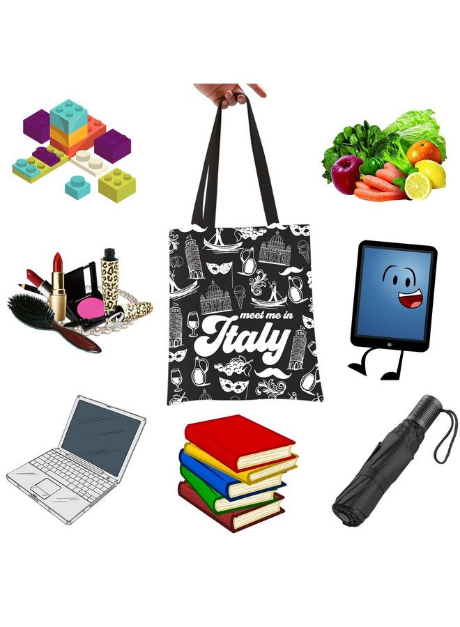 Italian Gift Italy Travel Gift Italy City Italy Trip Italy Trip Shopping Bag Tote Bag (Italy Black Tote)