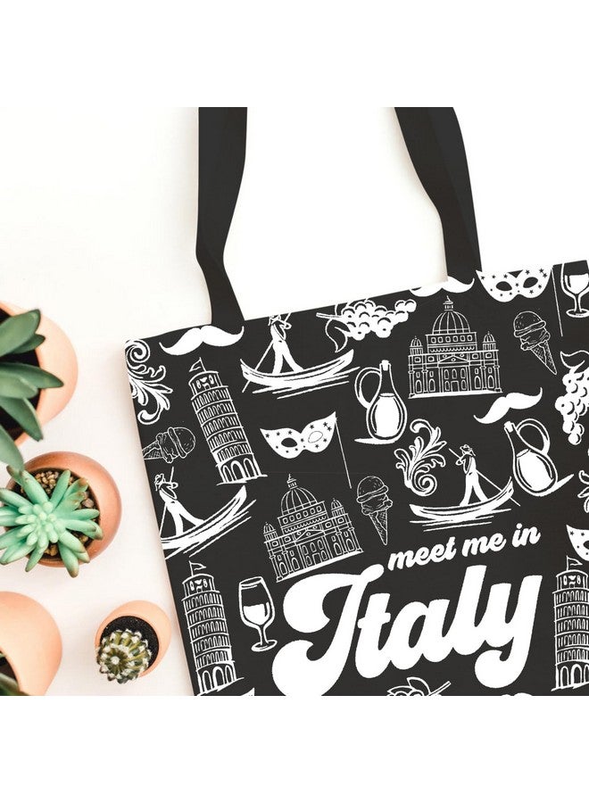 Italian Gift Italy Travel Gift Italy City Italy Trip Italy Trip Shopping Bag Tote Bag (Italy Black Tote)