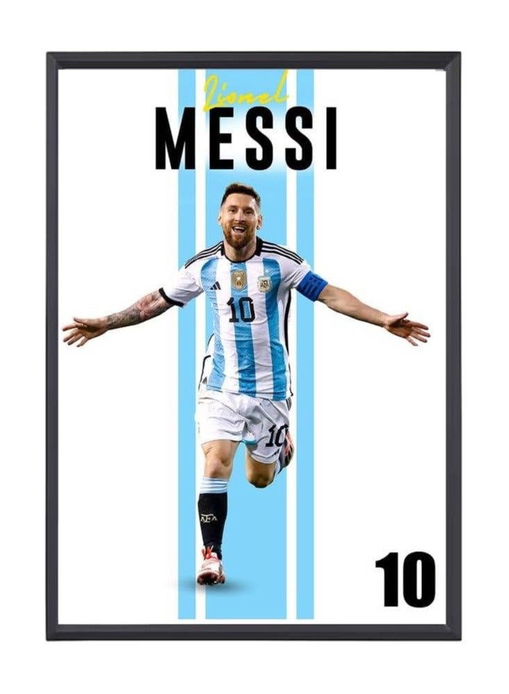 Football Superhero Messi A3 Printed Frame - Stunning Artwork for Any Fan's Collection - Perfect for Football Sports Fan - Gift for Argentina and Messi Fans