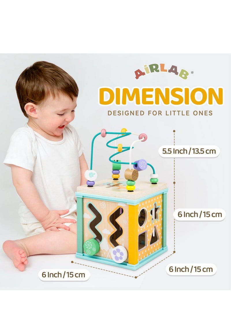 Montessori Toys, Wooden Activity Cube, Baby Sensory Interactive Toys, Suitable for 1-2 Year Old Baby, Toddler, Kid, Boy Birthday Gift