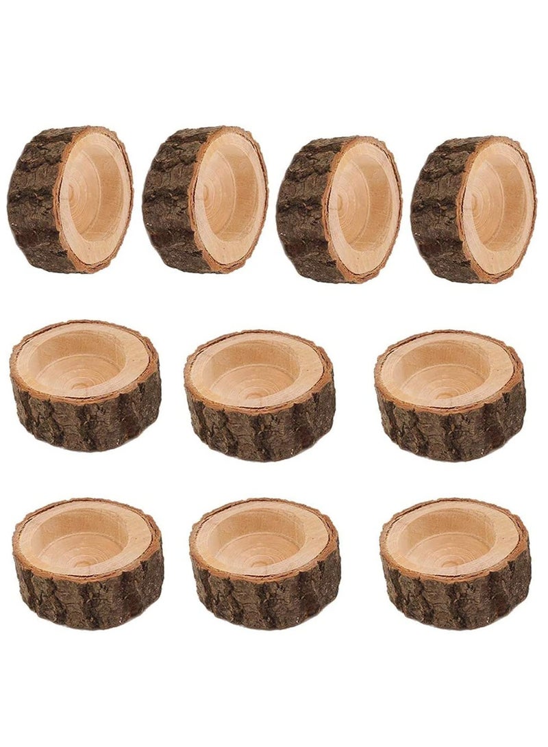 Wooden Tea Light Candle Holders, Rustic Wood Candle Holder Set for Wedding Centerpieces for Table, Party Home Decoration 10 PCS