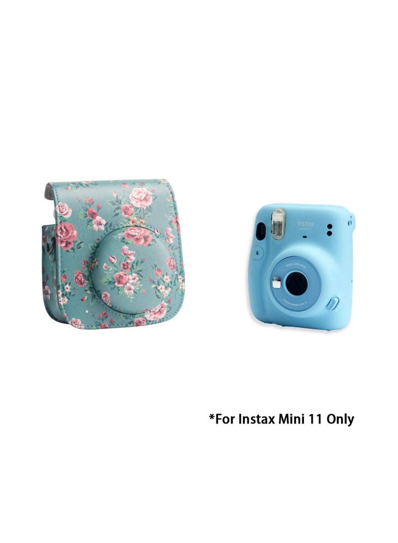Premium Vegan Leather Protective Case for Fujifilm Instax Mini 11 Camera, Featuring Removable Adjustable Strap for Photographers and Enthusiasts.