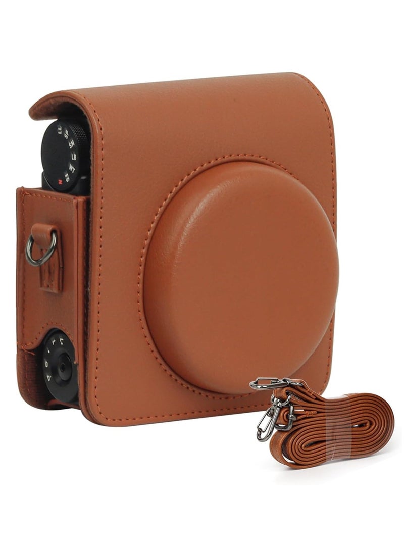 Camera Bag for Fuji Instax Mini 99 Instant Camera with Adjustable Shoulder Strap, Photo Frame, and Cartoon Stickers (Brown)