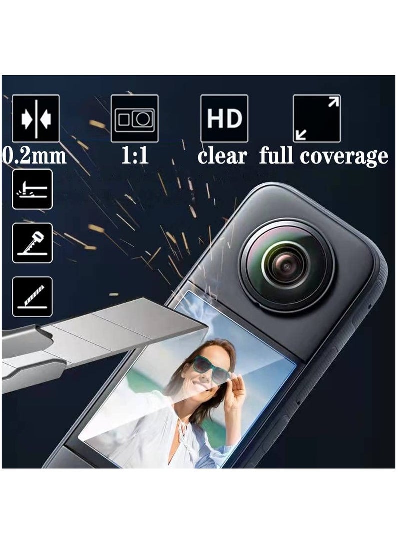 Aluminum Frame Cage with Sticky Lens Guard Set and Screen Protector for Insta360 X3 - Anti-Scratch Metal Housing Shell and Tempered Glass Protective Film Accessories Kit.