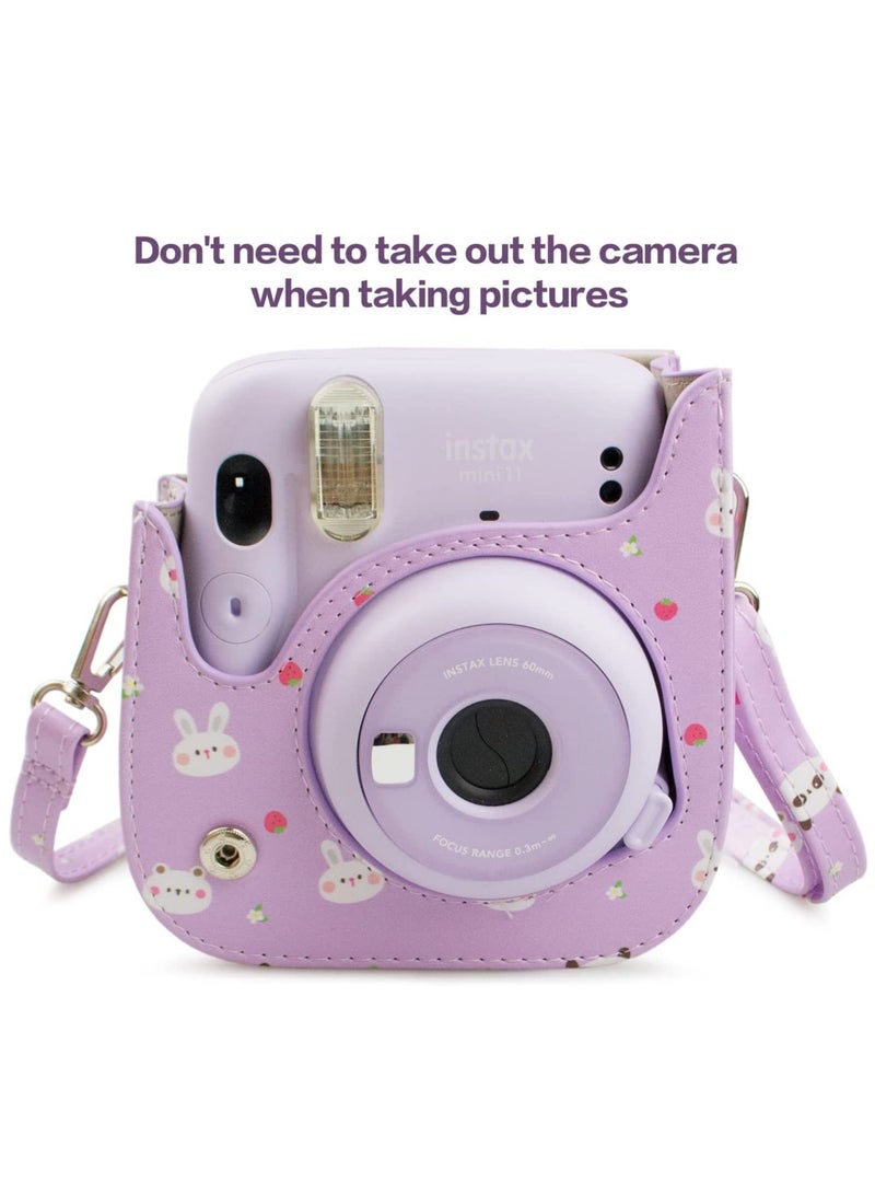 PU Leather Vintage Camera Bag Cover for Fujifilm Instax Mini 11/9/8/8+ with Adjustable Shoulder Strap - Stylish Protection for Your Mini Instant Camera