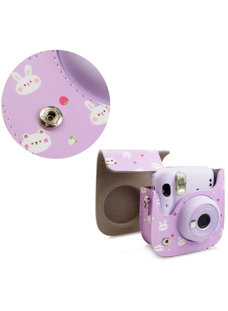 PU Leather Vintage Camera Bag Cover for Fujifilm Instax Mini 11/9/8/8+ with Adjustable Shoulder Strap - Stylish Protection for Your Mini Instant Camera
