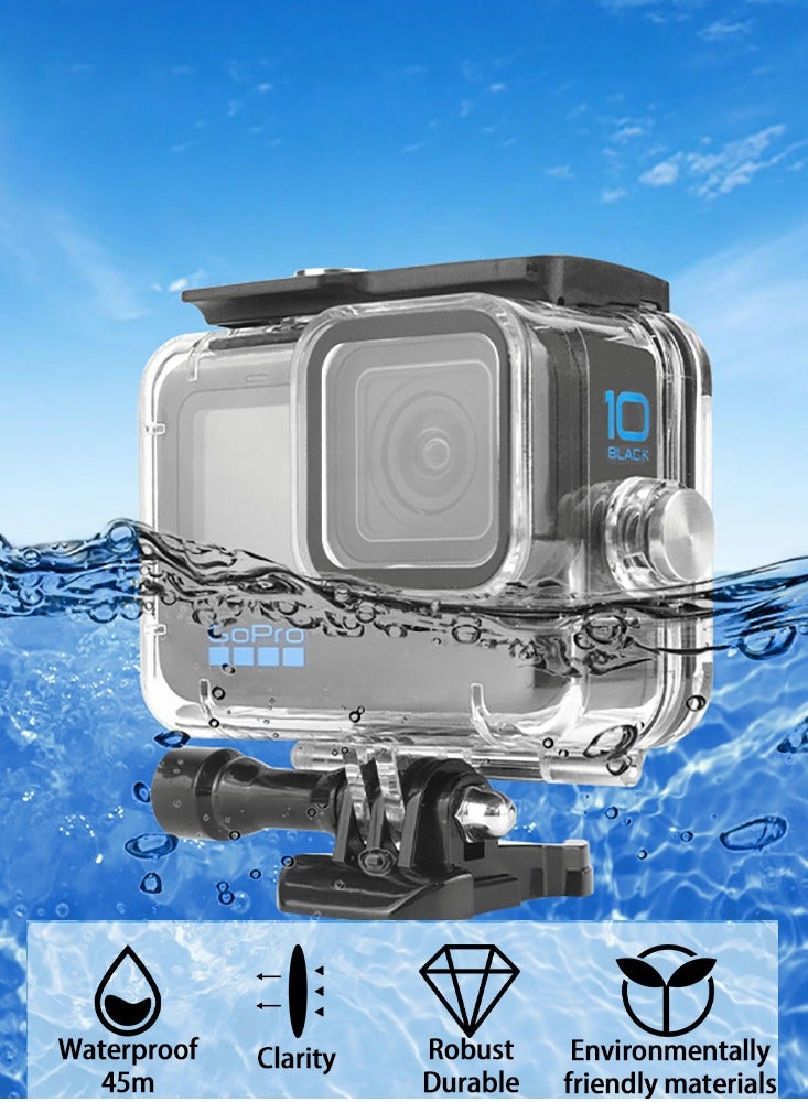 Waterproof Housing Case for GoPro Hero 9/10 (2021) - 45m Diving Protective Case with Mount & Thumbscrew for Ultimate Underwater Adventure.