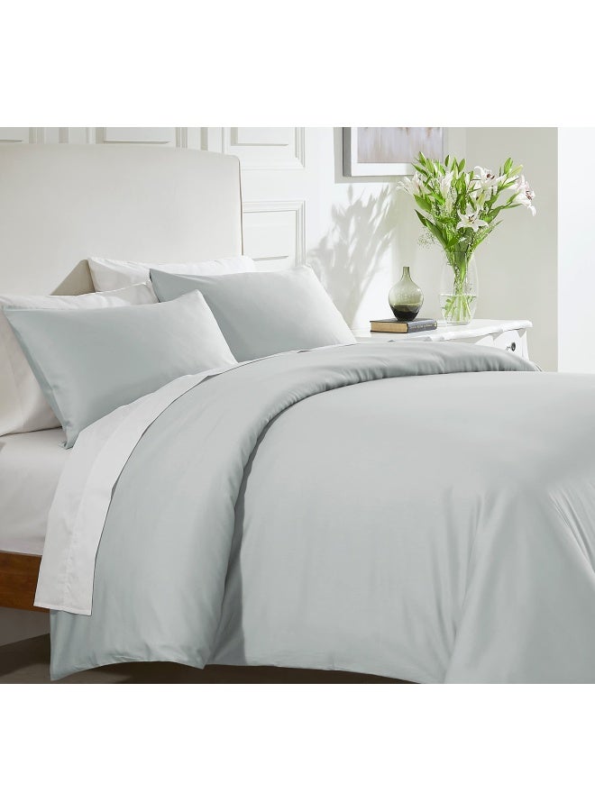 Cotton Duvet Cover  Light Grey  King  400 Thread Count