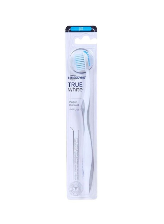 True White Soft Toothbrush White/Grey 8cm