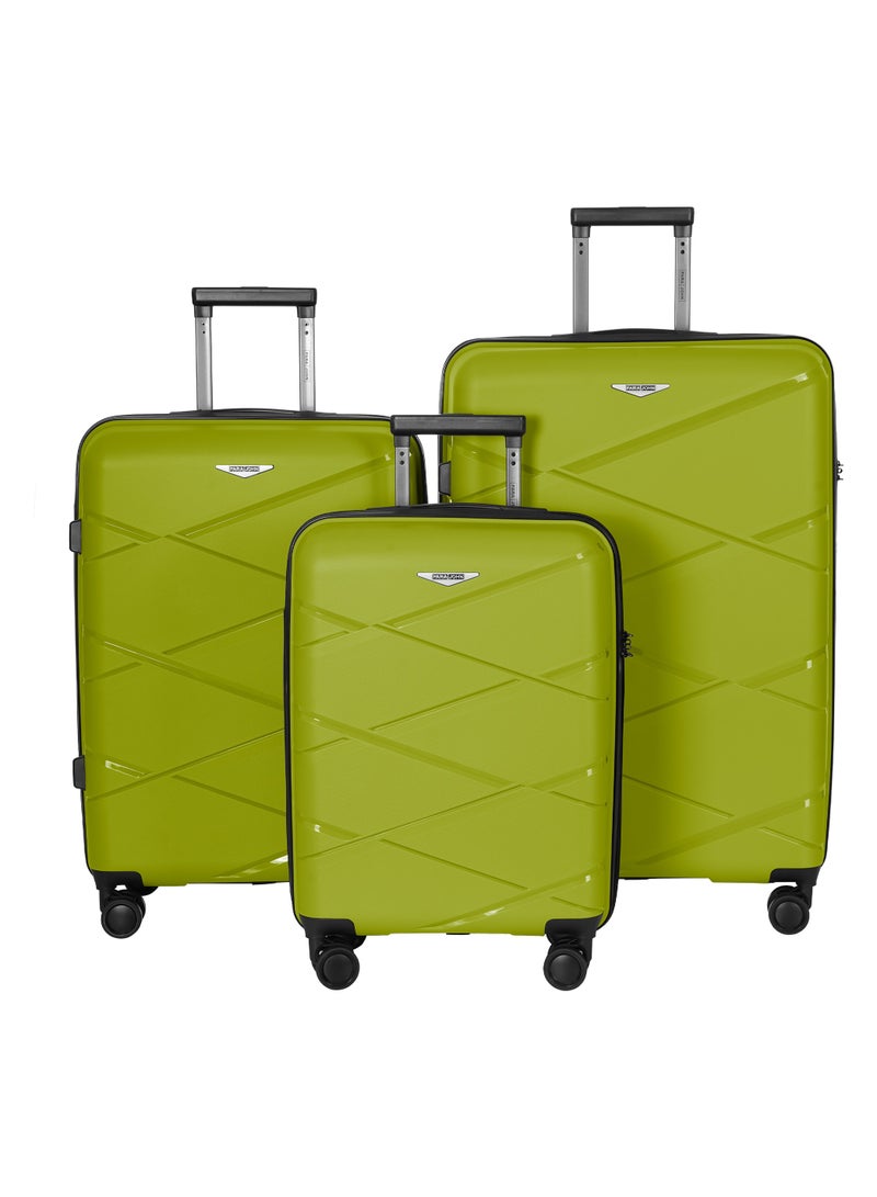 Travel with Ease and Confidence - Light Weight Stylish & Durable PP Trolley Luggage Set with TSA Lock- LIGHT GREEN