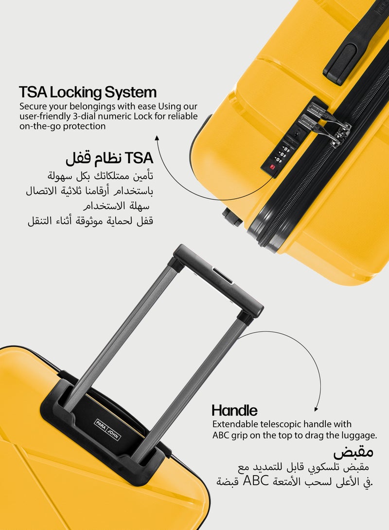 Travel with Ease and Confidence - Light Weight Stylish & Durable PP Trolley Luggage Set with TSA Lock-YELLOW