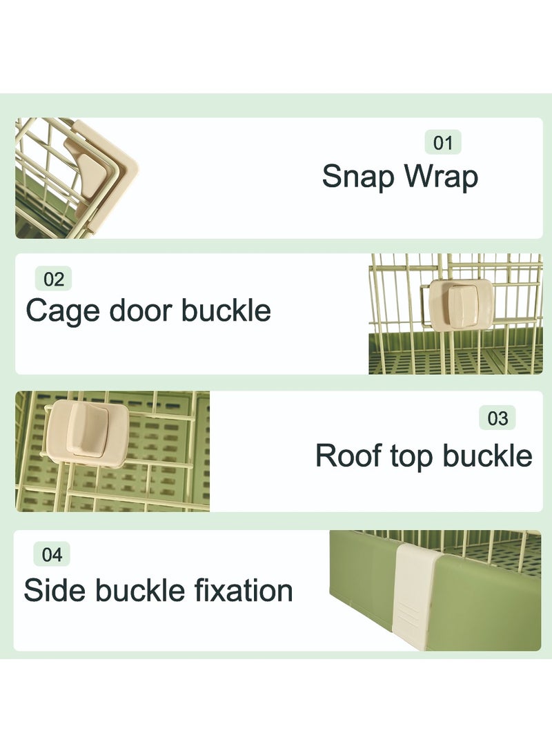 Pet cage with wheels, Dog and cat playpen with double door and drawer tray, Pet cage for medium pet, Green pet crate, 75 cm Indoor cat cage.