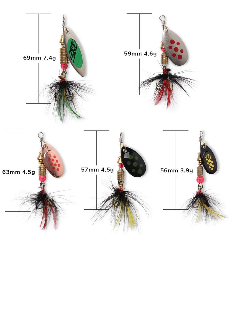 10 Pcs Fishing Lure Spinnerbait Kit - Hard Metal Baits for Bass, Trout, Salmon & More, Includes Tackle Boxes, Ideal for Saltwater & Freshwater Fishing