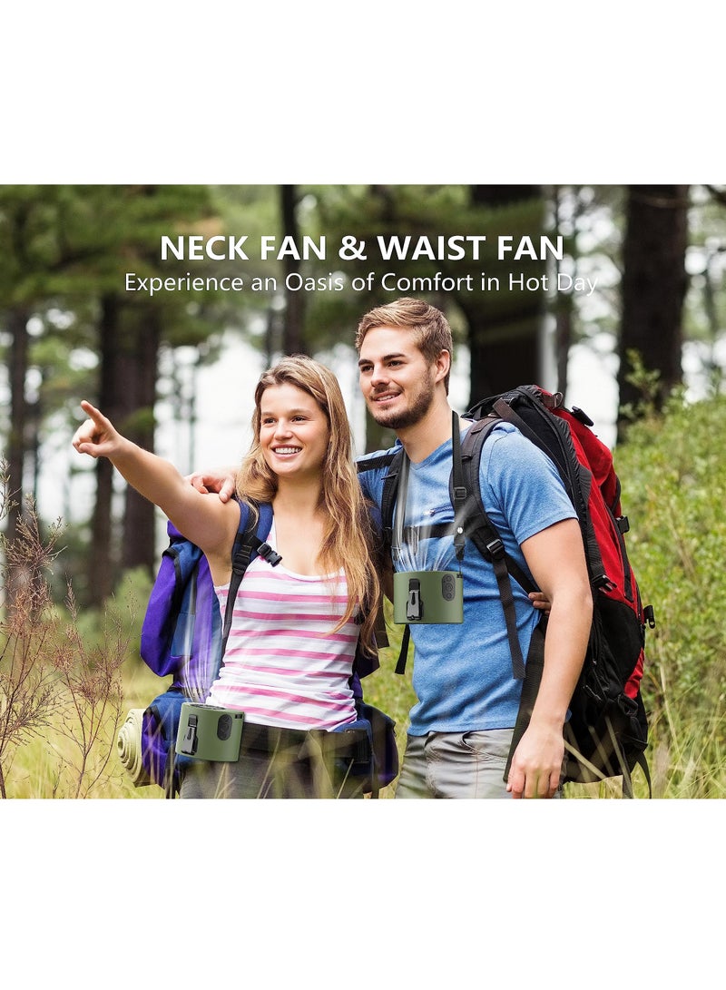 2024 Upgrade Waist Fan Portable Personal Body Fan Powerful 10000mAh Upto 24H Cooling and Heatstroke 12000RPM Strong Airflow 10 Wind Speeds Wearable Fan for Outdoor Working Camping Hiking Farms