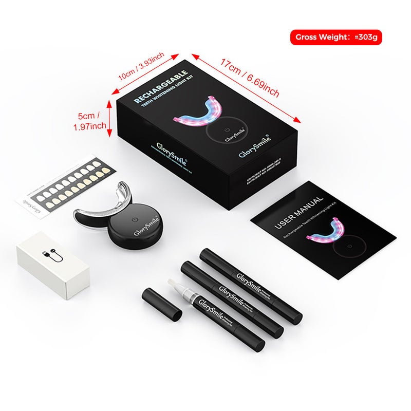 GlorySmile Teeth Whitening Kit LED Light Set Wireless Light suit (Black package)