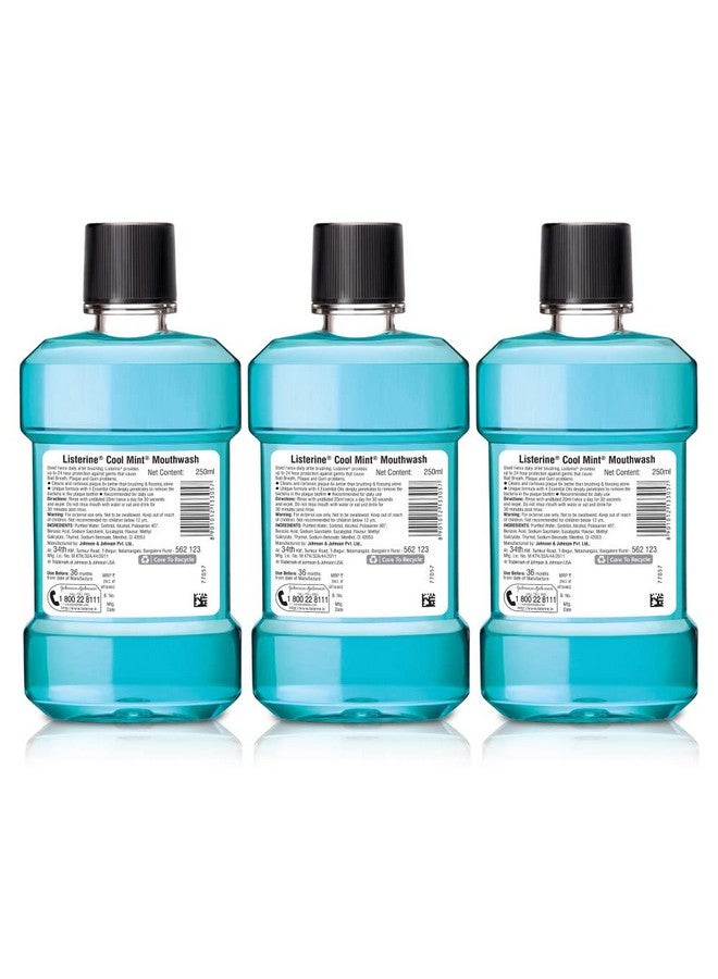 Cool Mint Mouthwash Liquid Removes 99.9% Germs 250Ml Combo Pack Of 3 (Buy 2 Get 1 Free)