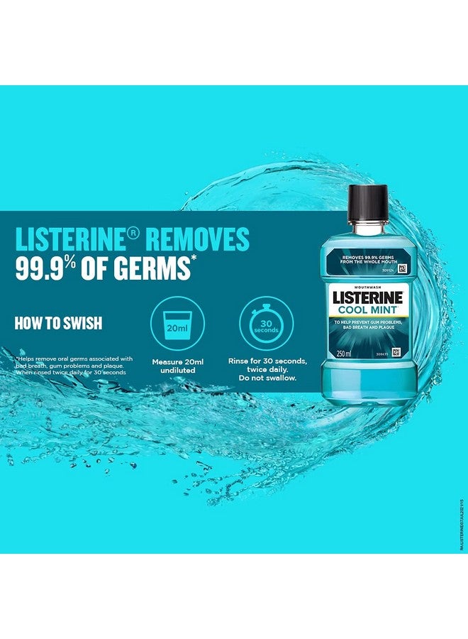 Cool Mint Mouthwash Liquid Removes 99.9% Germs 250Ml Combo Pack Of 3 (Buy 2 Get 1 Free)