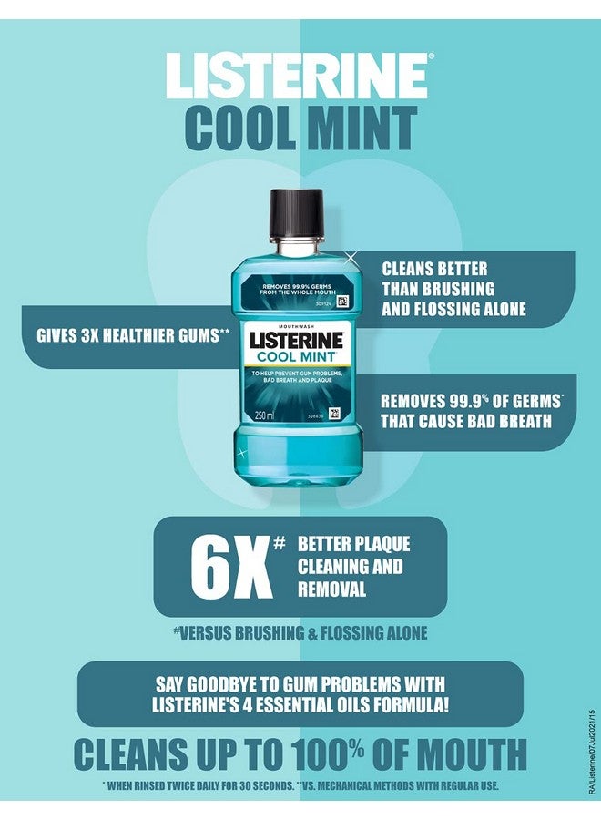 Cool Mint Mouthwash Liquid Removes 99.9% Germs 250Ml Combo Pack Of 3 (Buy 2 Get 1 Free)