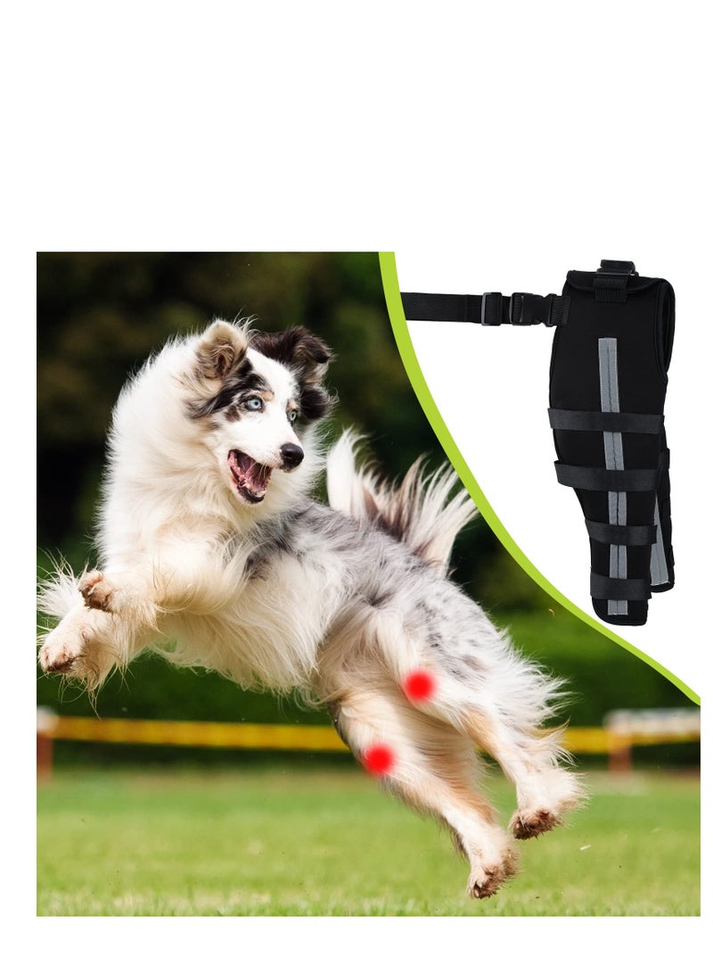 Dog Knee Brace Leg Braces with Metal Hinged Flexible Support and Reflective Seat Belts for Wounds Heals Prevents Injuries Sprains from Arthritis Small