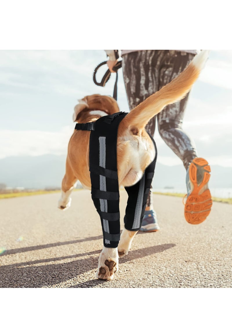 Dog Knee Brace Leg Braces with Metal Hinged Flexible Support and Reflective Seat Belts for Wounds Heals Prevents Injuries Sprains from Arthritis Small