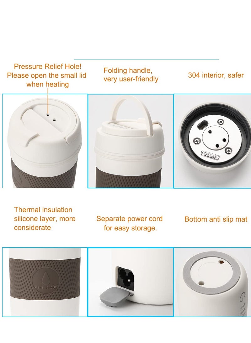 Portable Travel Heating Mug, Mini Electric Cup, 55℃ / 80℃ / 100℃ Optional, 304 Stainless Steel Liner Kettle, 12 Hours Insulation Function, 300W 350 ml Fashion Electric Thermos, Automatic Shut-Off